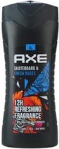 x3 Axe douchegel gel 400ml Skateboard Fresh Rose