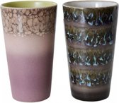 HKliving 70's Ceramic Latte mok kopjes set van 2 forest