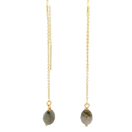 Boucles d'oreilles pendantes Pat's Jewels - Agate - Grijs Zwart - Gold Filled