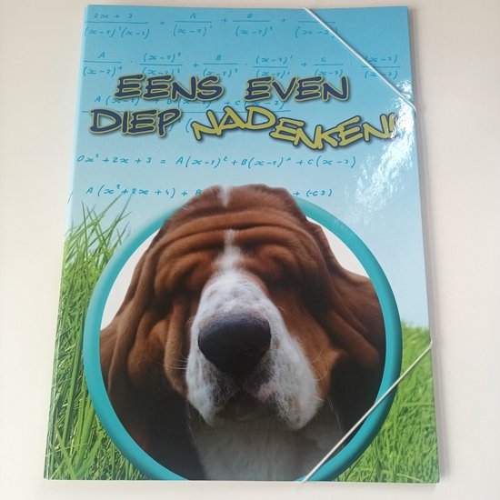 Foto: Elastomap tekenmap zware kwaliteit karton 2 elastieken eens even diep nadenken hush puppie hond 37 x 28 cm bas