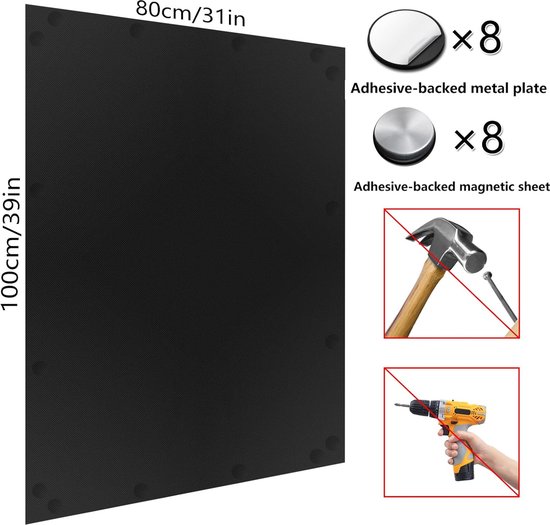 Magnetische verduisteringsstof, raam, geïsoleerd, dakraam, verduistering, zonwering, verduisterend rolgordijn zonder boren (100 x 80 cm)