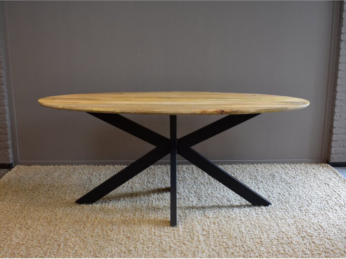 Meubelplaats Eettafel Paris ovaal mangohout facet rand 160x90 cm - Naturel | Meubelplaats