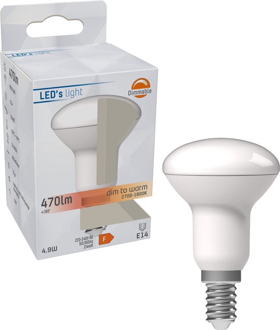 LED's Light Dimbare E14 LED Lampen E14 - R50 - Dimbaar warm wit licht - 470 lm - 6PACK