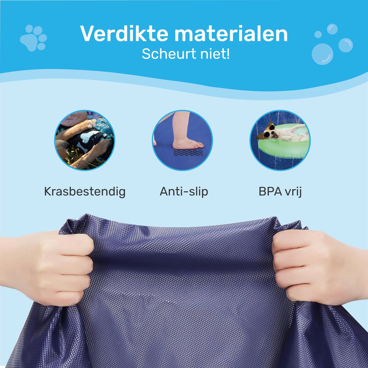 Dutchwide Ø 200cm Hondenzwembad - Met Sproeiers - Anti Slip Hondendouche - Bad voor Honden - Waterspeelgoed Hond - Fontein - Zwembad - Hondenbad — afbeelding 7