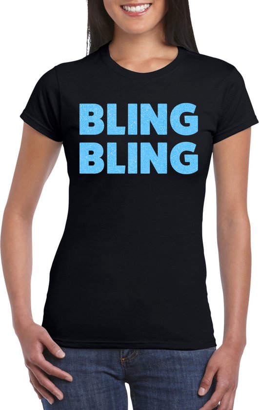 Bellatio Decorations Verkleed shirt voor dames bling zwart