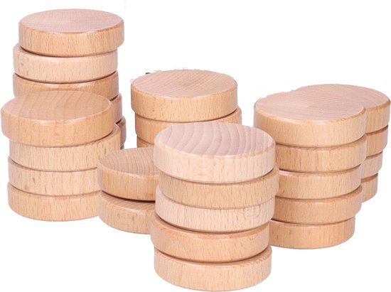 SET OF 30 CONCAVE BEECHWOOD SHUFFLEDISCS - DIAMETER 52 MM