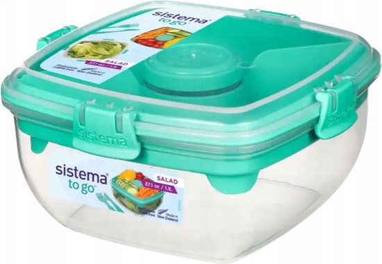 Foto: Sistema salade box met bestek geelgroen