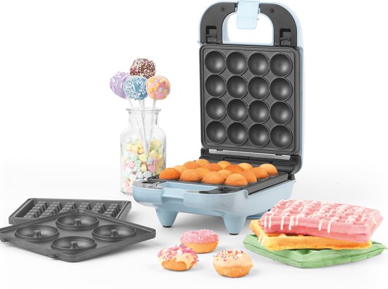 SOKANY 8-in-1 multifunctioneel apparaat, 750 W, sandwichmaker, wafelijzer, contactgrill, donutmaker, hot dog, walnoot, koekjes, madeline cake, 8 platen met antiaanbaklaag, eenvoudige reiniging