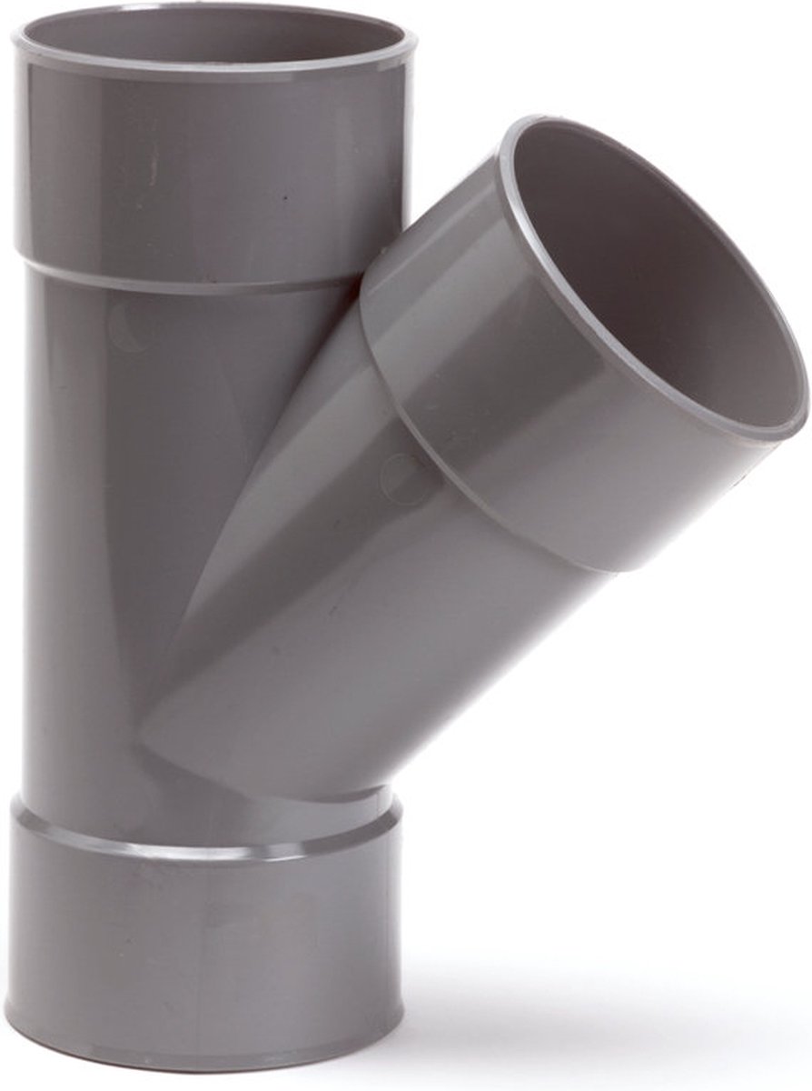 Dyka PVC T-stuk 160mm 3x lijmmof 45° grijs