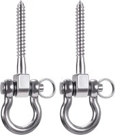 2pcs 900kg Capacity Stainless Steel Heavy Duty Ceiling Hooks Swing Hooks with Screws for Wooden Yoga Hanging Chair Punching Bag Hammock Chair Ball Bearings Gym