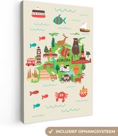 Canvas Wereldkaart - 120x180 - Wanddecoratie Wereldkaart Kinderen - Groen - Europa