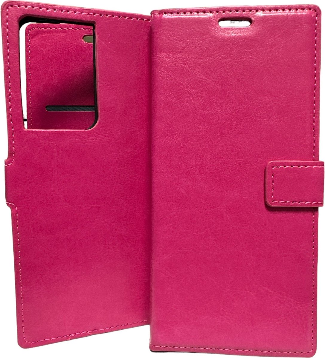Bookcase Geschikt voor: Samsung Galaxy S21 Ultra 5G - Roze - portemonnee hoesje