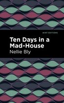 Boek 'Ten Days in a Mad-House' van Nellie Bly met een patroon van golvende lijnen in groen, roze en paars.