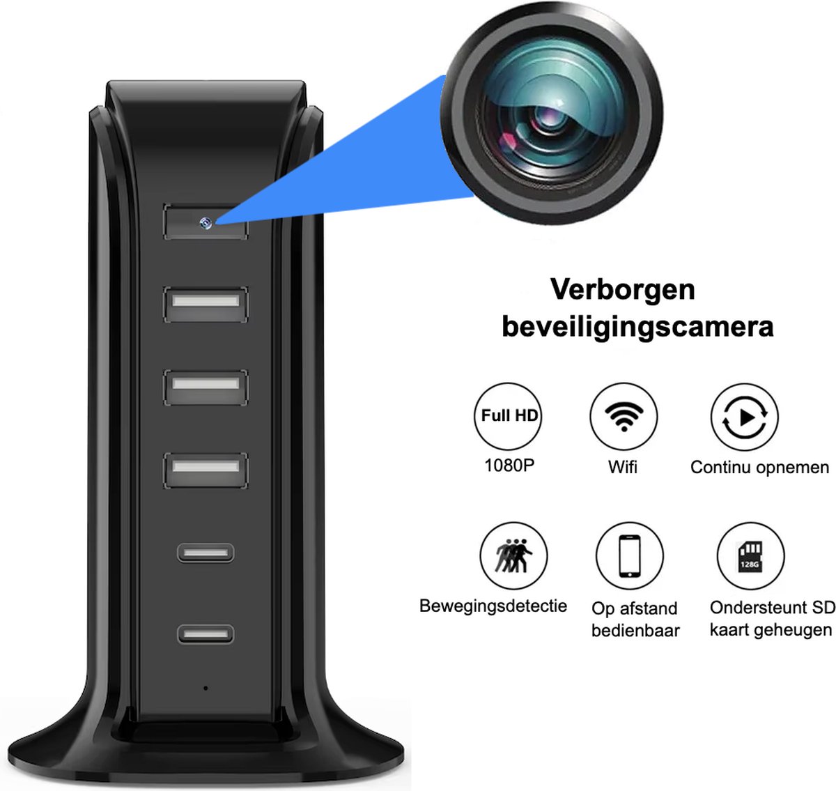 Verborgen caera et bewegingselder - De oplader attrap heeft een