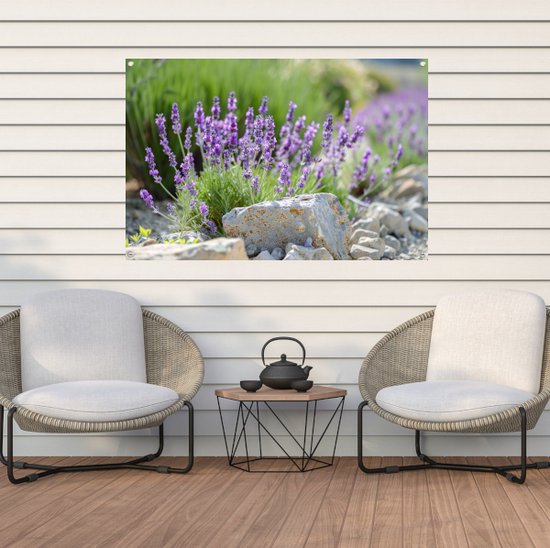 Affiche jardin Lavande - Affiche plantes - Affiche jardin Rochers - Décoration murale murale jardin - Toile clôture - Tableau jardin affiche jardin 150x100 cm