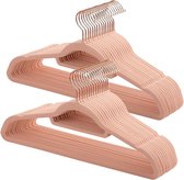 Fluwelen kleerhanger - anti-slip - jashanger - draaibare haak - roségoud - ruimtebesparend - 45 cm - jassen shirts - rokken broeken - stropdassen - lichtroze - 30 stuks