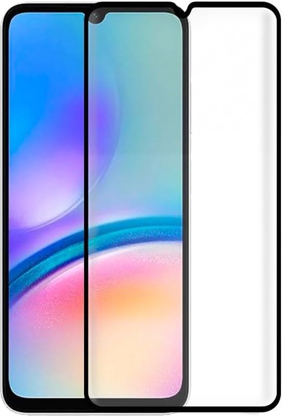 Transparante screenprotector met zwarte randen, voor een smartphone.