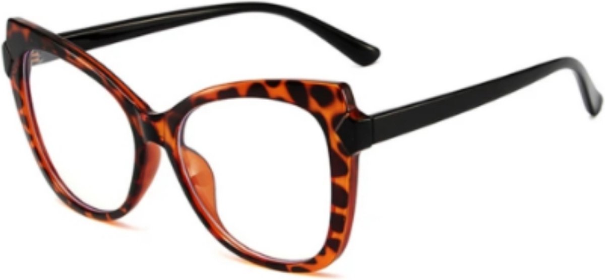 Vintage Blauw Licht Filter Bril Leopard Bruin - Bruine Pootjes - Blue Ray - Eyewear - Cat Eye - Blauw Licht Blokkerend - Anti Blauw Licht - Trendy Computer Bril Katten Oortjes - Blauw Licht Bril - Blue Light Glasses - Gaming Glasses - Game Bril