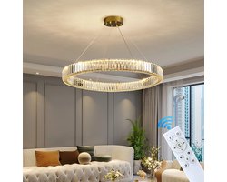 Crystal Ring Hanglamp - Kristallen Kroonluchter - Goud - 55 cm - Woonkamerlamp - Moderne Hanglamp