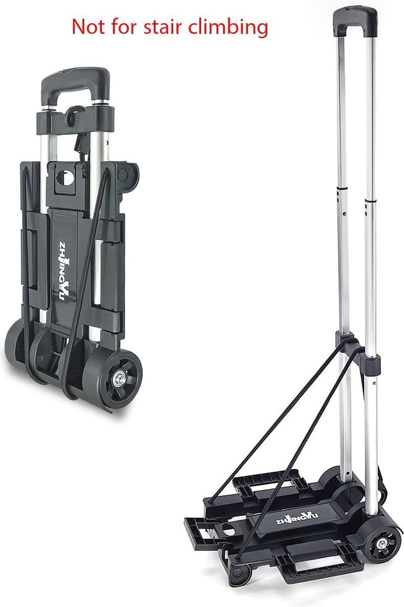 ZHJINGYU 45KG Opvouwbare Handkar | Kruiwagen met 4 Wielen | Aluminium