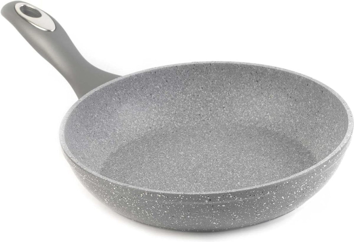 28-cm Grey Marblestone Frying Pan Forged Aluminium - Ideal For Fish Meat & Vegetables