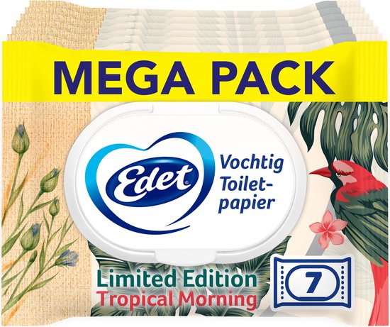 Edet Tropical Morning vochtig wc papier - 7 x 42 = 294 vellen