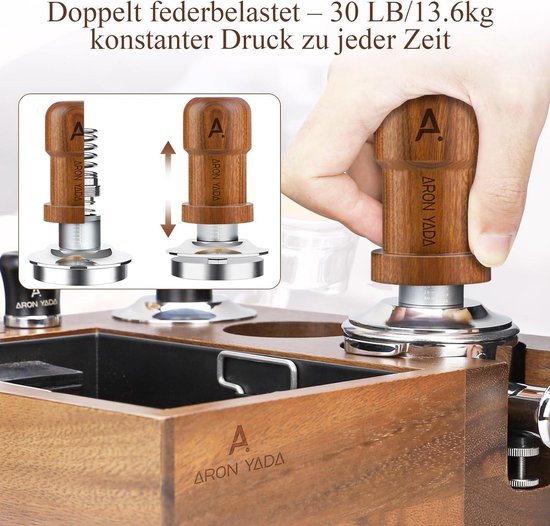 Wixovo Espresso tamper 58 mm, drukregelend met veer