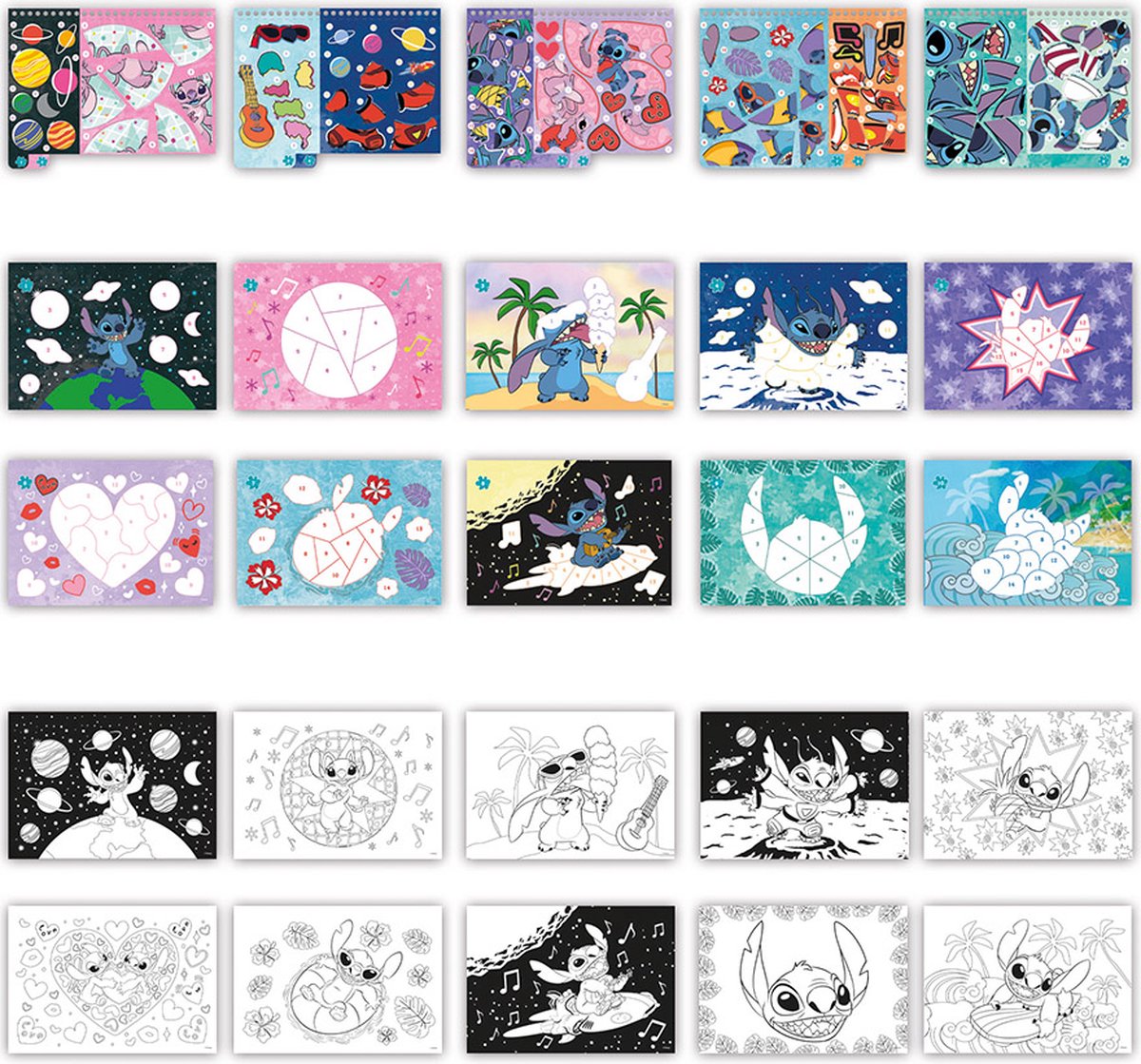 Disney Stitch sticker puzzelboek vakantieboek Totum - doeboek stickeren op nummer | educatief speelgoed meisjes en jongens vanaf 3 jaar sticker by number 25-delig cadeautip — afbeelding 6