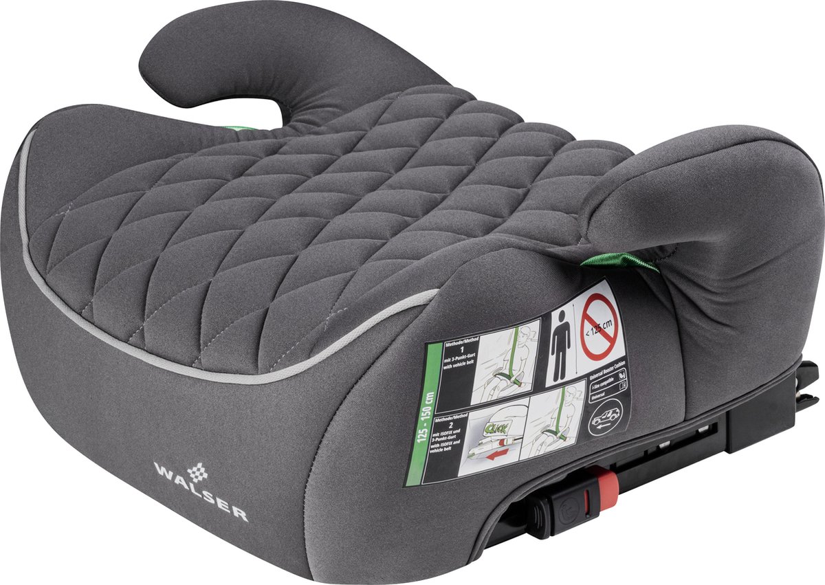 Walser Kinderzitje Andy ISOFIX - Premium zitverhoger auto ECE R 129 gekeurd - kinderzitje grijs