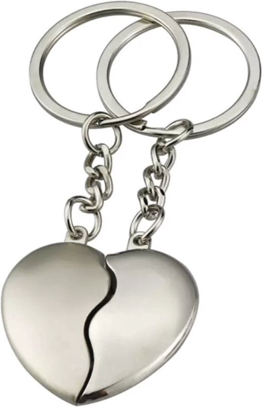 EPIN BV | Porte-clés en forme de coeur | Porte-clés de l'amitié | Saint-Valentin | Fête des mères | Couple | 2 parties | Argent