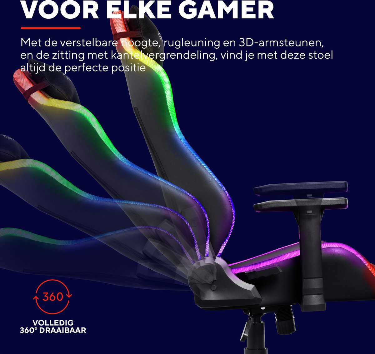 Trust GXT 719 Ruya RGB Gaming Stoel Zwart Ergonomisch - afbeelding 2