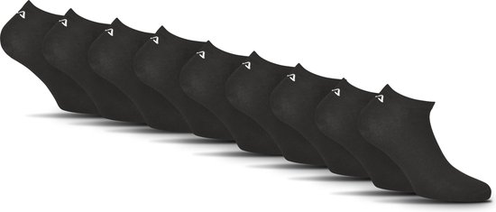FILA - Chaussettes basses - Lot de 9 - Taille 39/42 - Zwart - Logo sur le talon
