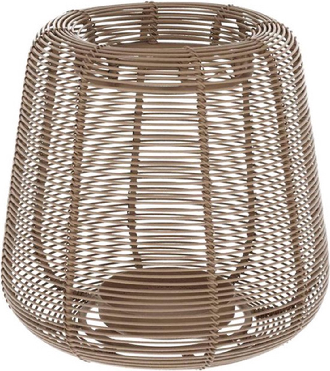 JENS Living Lantaarn Sil - Ø 16 x 19 cm - Glas / Metaal - Taupe