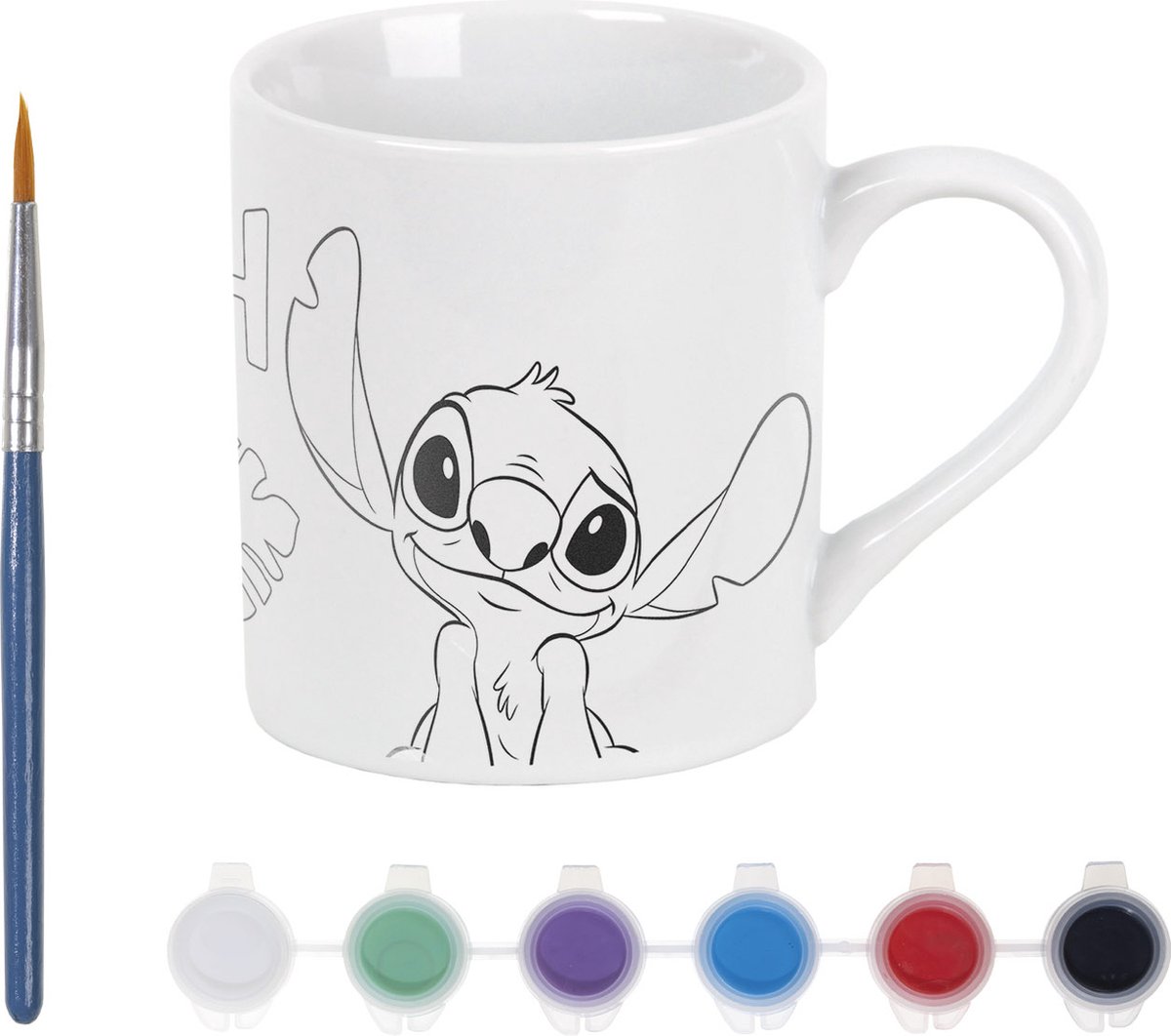 Disney Stitch inkleurbeker - Totum knutselset keramieken mok incl. verf en penseeltje - cadeau tip speelgoed meisjes en jongens knutselen Lilo & Stitch — afbeelding 3