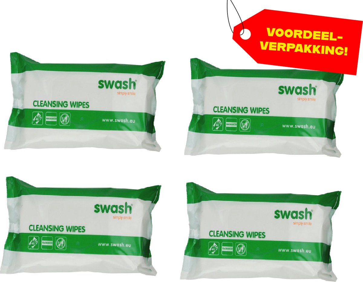 Goedkoopste 4x Swash Cleansing Wipes Geparfumeerd - Voordeelverpakking!