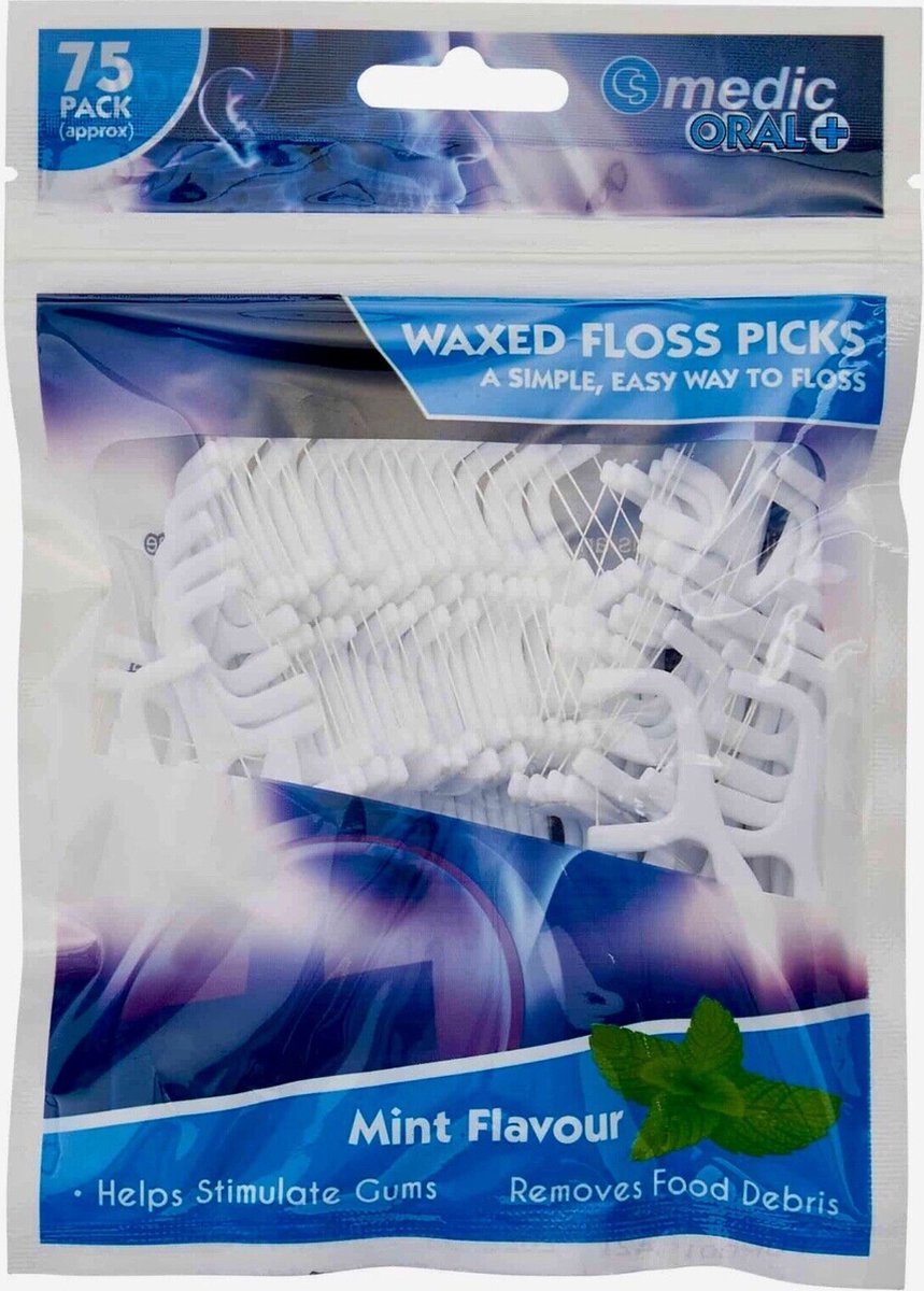 Goedkoopste CS Medic Waxed Floss Picks - 75 pieces