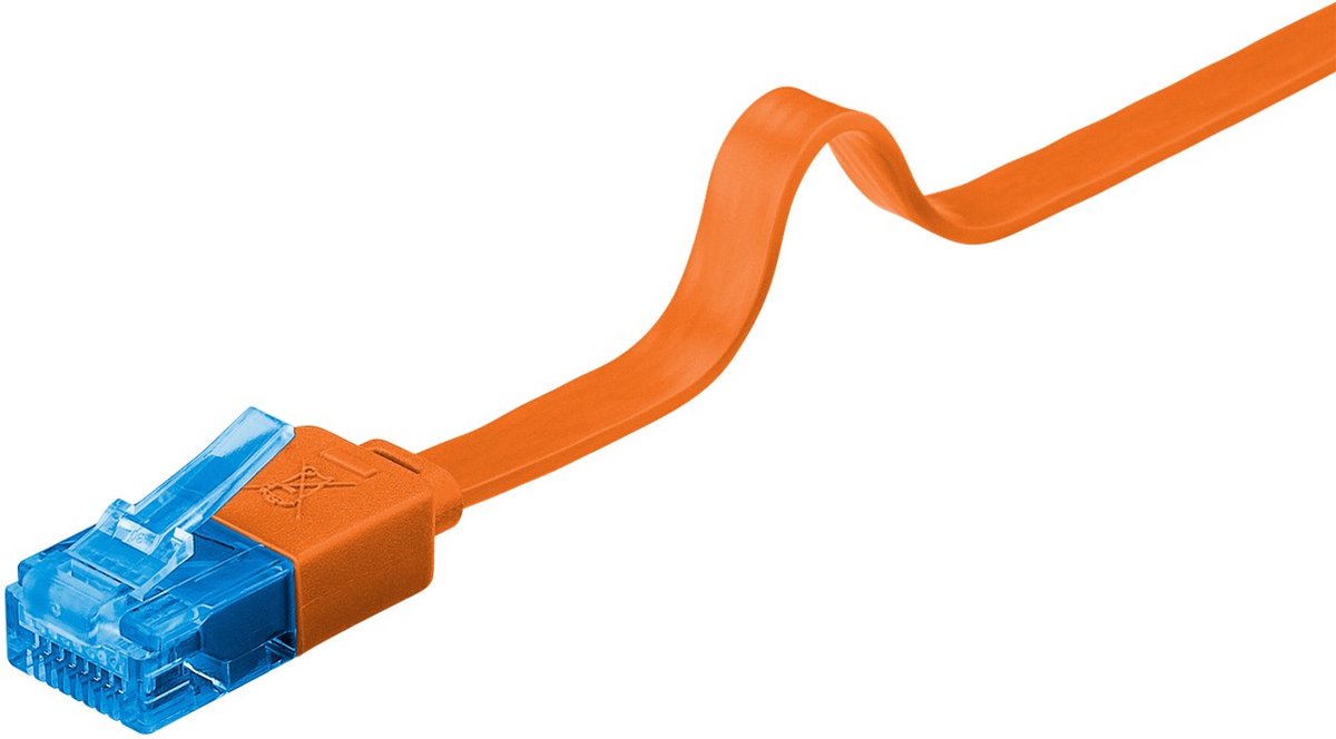 Wentronic - UTP platte netwerkkabel CAT6a - Oranje - 0,50 meter