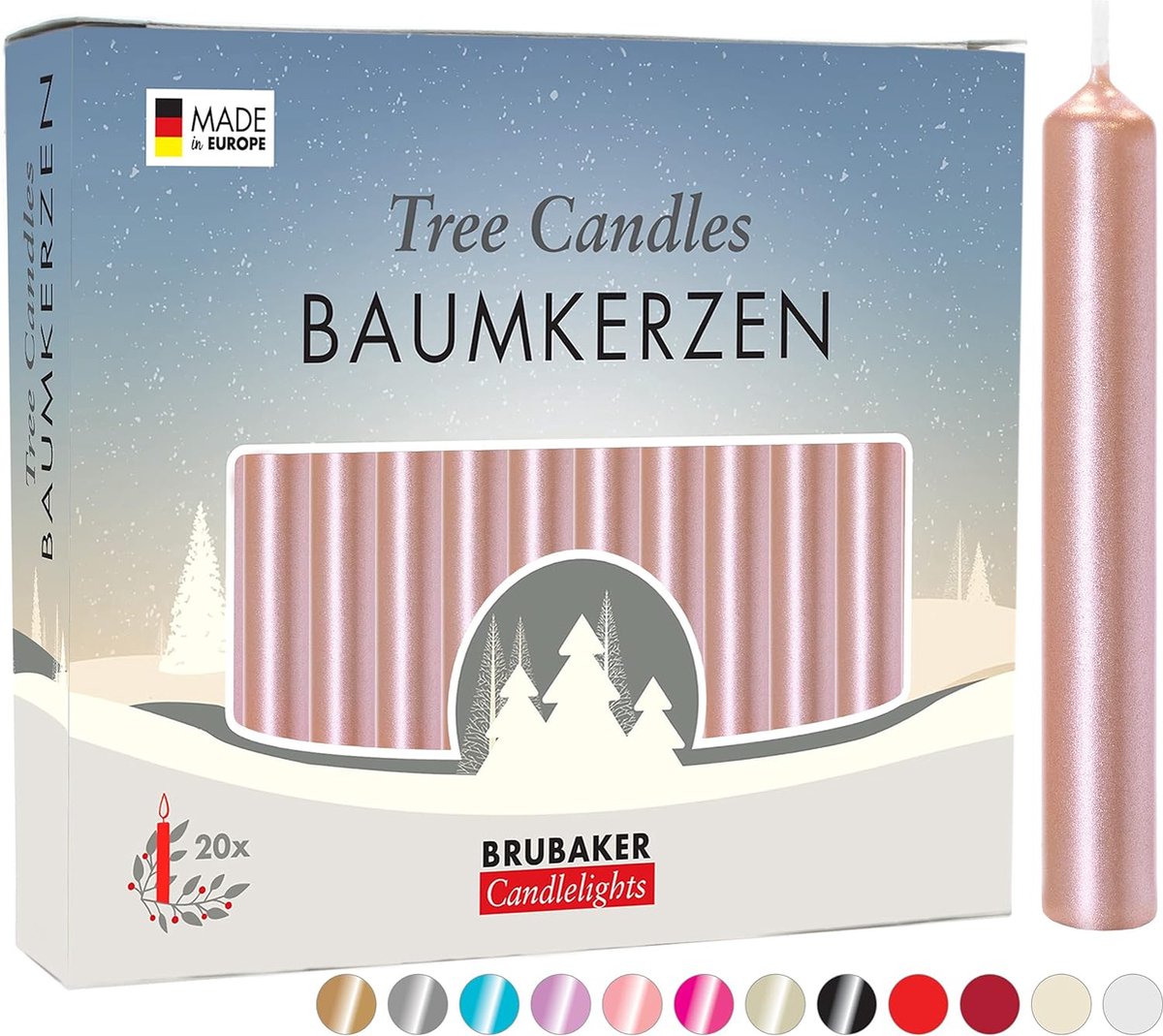 Brubaker 200 Stuks - Boomkaarsen - Roze Goud - Kerstkaarsen - Piramidekaarsen - Kerstboomkaarsen - 95/12.5 mm – Kaarsen - Kaarsjes 200 st. Rose Goud