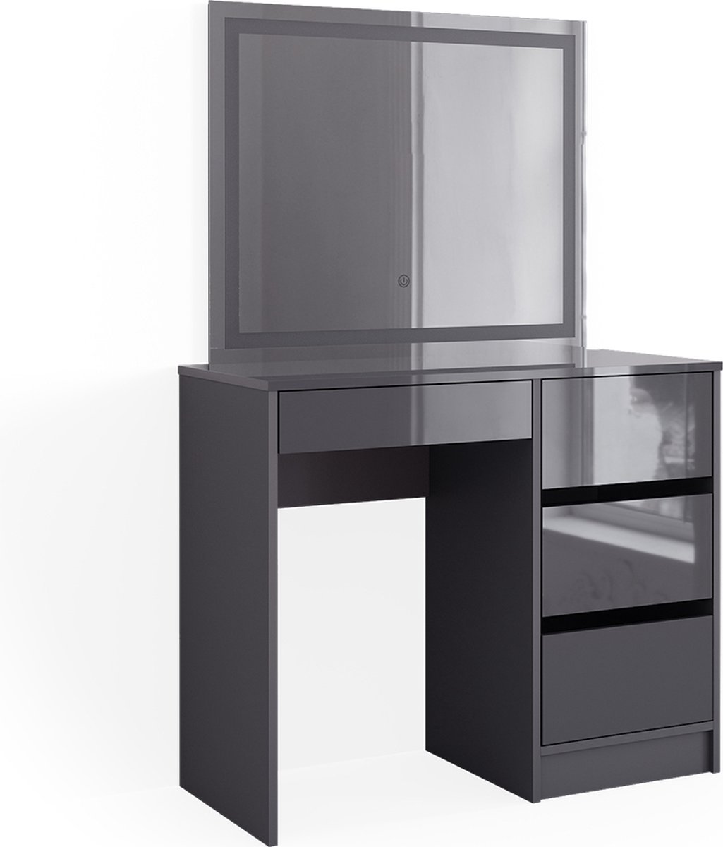 Vicco Kaptafel Sherry, Antraciet, 90 cm met LED-spiegel