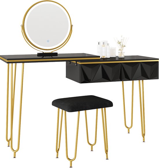 Vicco Make-uptafel set met kruk Dekos, Wit/Sonoma