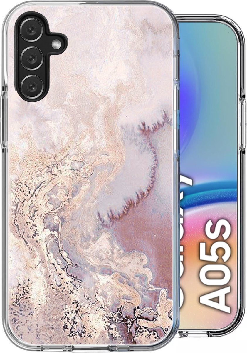 Hoesje geschikt voor Samsung Galaxy A05s - Back Cover Marmer Siliconen Case Roze
