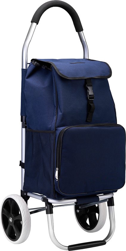 Packaway Boodschappentrolley met koelvak - 45L - boodschappenwagen - steekwagen functie - BLAUW