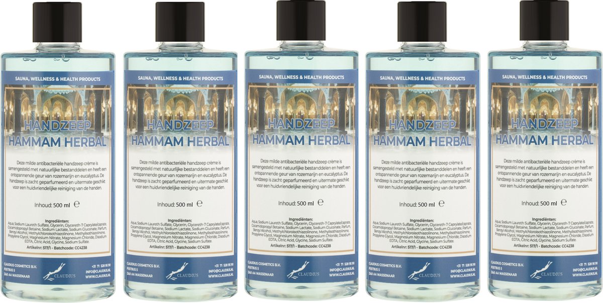Goedkoopste Handzeep Hammam Herbal 500 ml - set van 5 stuks - Voordeelverpakking