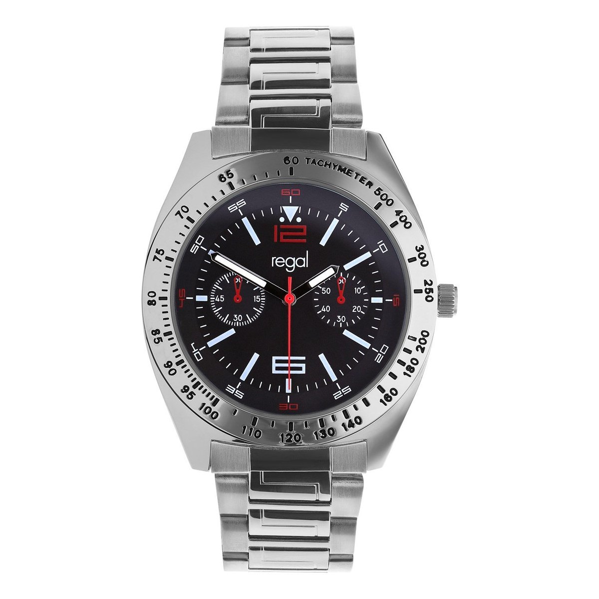 Lucardi Heren Regal heren horloge met stalen kast - Horloge - Alloy - Zilverkleurig - 42 mm