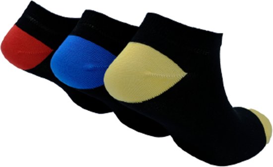 The Sockmaker sokken heren 40-46 - 3-pack Bamboo - duurzaam - Trainers - Black with colored toe