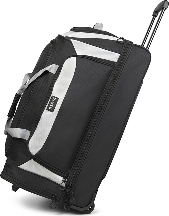 TravelZ Reistas met wielen 96 liter – Weekendtas met doordacht ondervak en trekstang – Wieltas Zwart