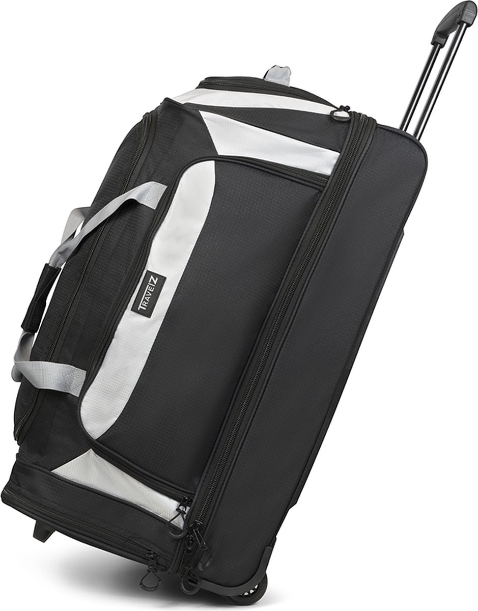 TravelZ Reistas met wielen 96 liter – Weekendtas met doordacht ondervak en trekstang – Wieltas Zwart