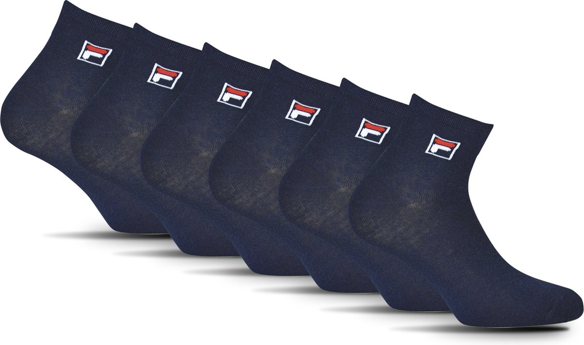 FILA Klein Logo op de enkel Enkelsokken – 6 Pack Blauw