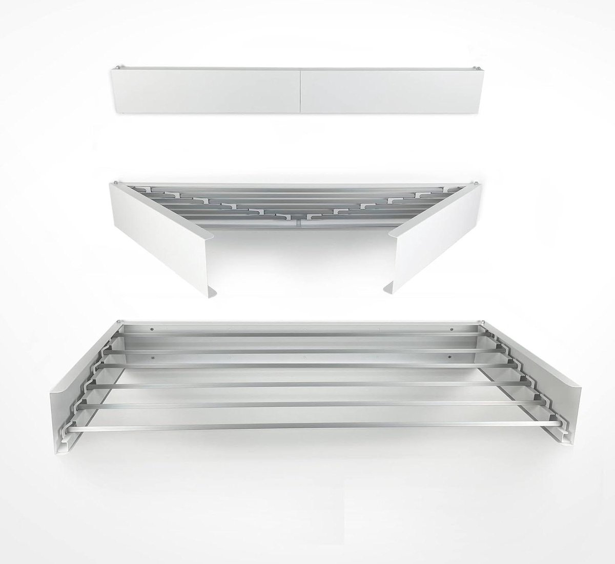 Wanddroogrek Hoogwaardig aluminium Waslijn Wandmontage Balkon Terras Wasrek Inklapbaar Ruimtebesparend Wit 100 cm Wanddroogrek