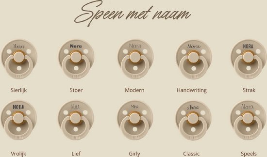 BIBS spenen rond met naam - Vanilla, Ivory, Sand en Dark oak T2 - met BolleToet speenzakje van BIBS — afbeelding 2